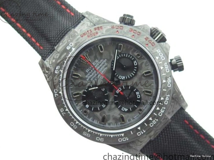 1218 WrinkleFree Daytona DIW Carbon OMF Best Edition Carbon Black Dial Red Hand on Black Nylon Strap A 2846